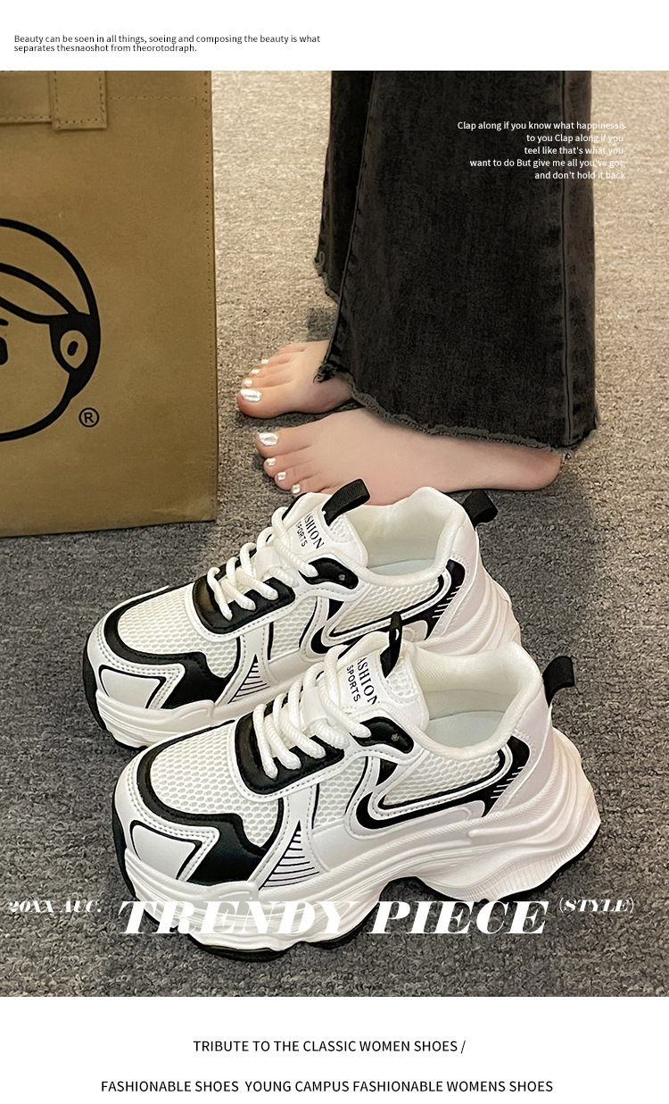 超火的炸街老爹鞋女2024新款拼色网面松糕底小白鞋春夏秋季运动鞋详情2