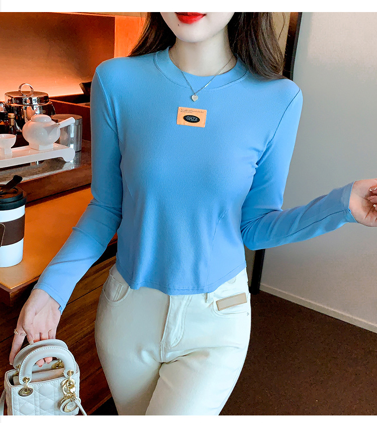 打底衫女内搭秋季2022年新款修身显瘦短款上衣洋气长袖打底小衫潮详情13