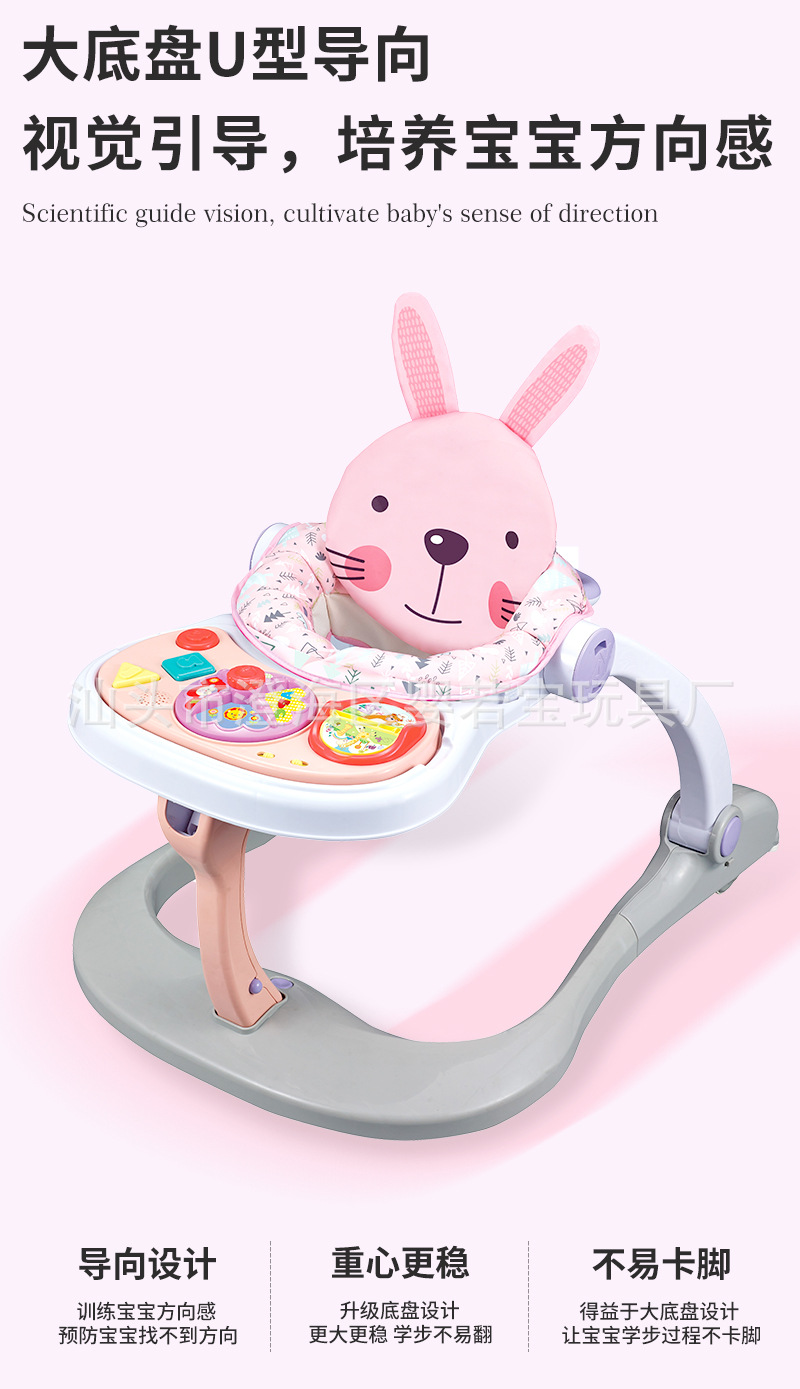 Cross-border baby walker, a three-in-one multi-functional anti-rollover baby hand-pushed learning walker, helps prevent bowlegs pic 4