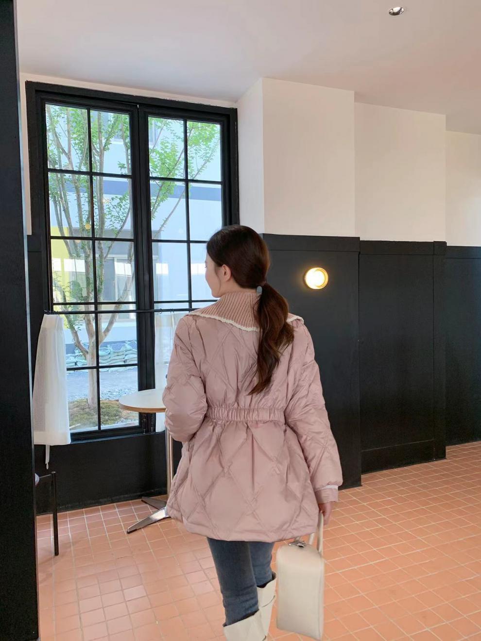 2022新款羽绒服女小香风短款韩版针织娃娃领时尚小个子冬外套潮详情21