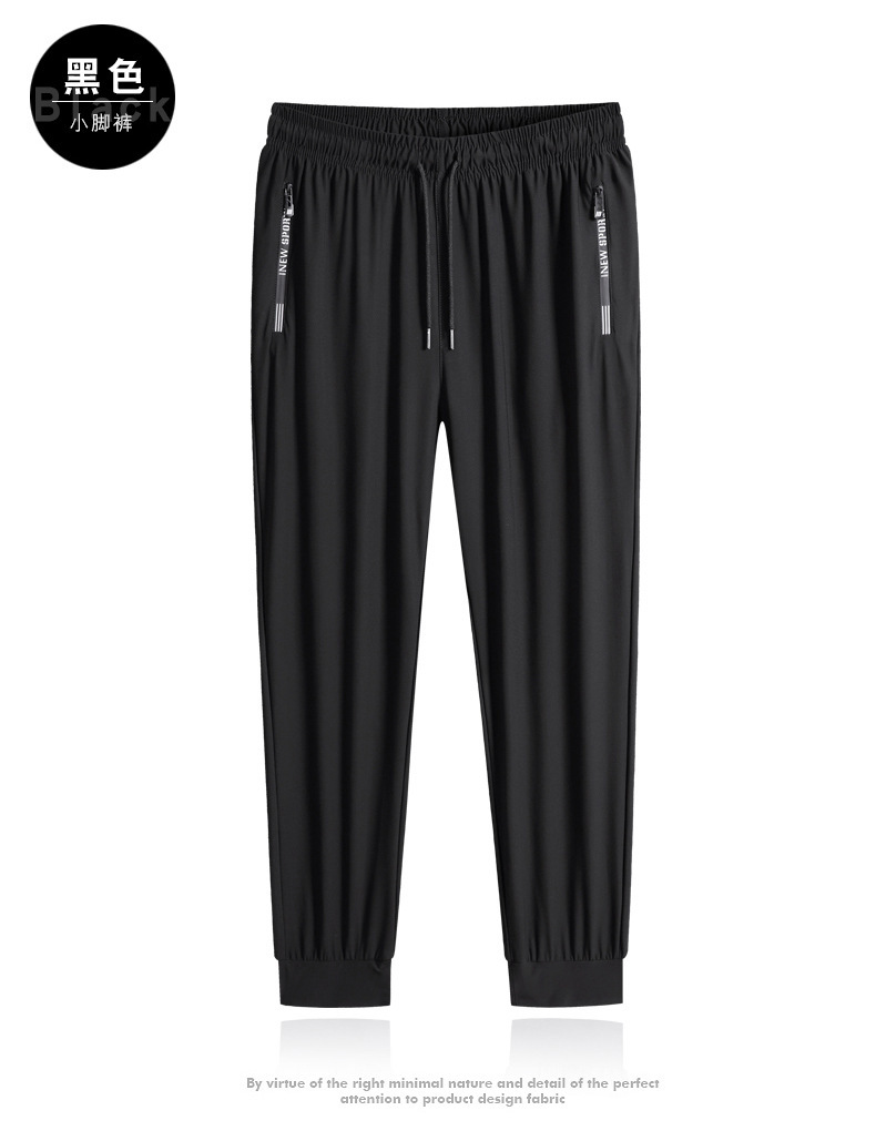 冰丝裤男夏季薄款高档垂感速干长裤加肥加大码直筒弹力运动休闲裤详情19