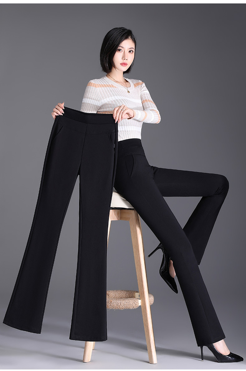 微喇裤女春秋薄款裤子休闲裤高腰显瘦女裤九分中年妈妈喇叭裤西裤详情13