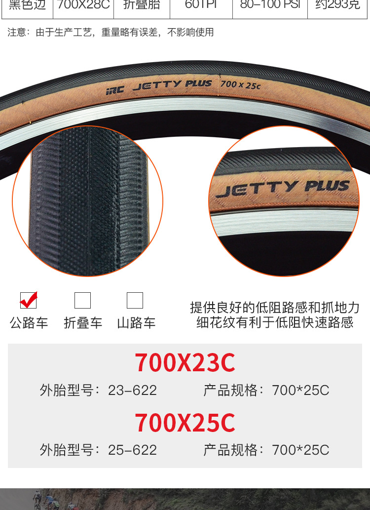 Japanese IRC bicycle tire JETTY PLUS folding yellow rim tire 700*23 25 28C road bike outer tire pic 5