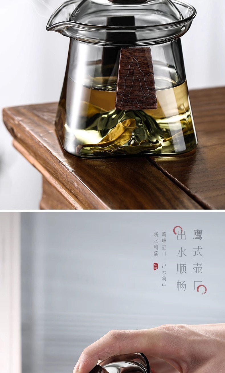 玻璃盖碗泡茶防烫单个大号不烫手三才手抓壶功夫茶具茶碗套装盖碗详情3
