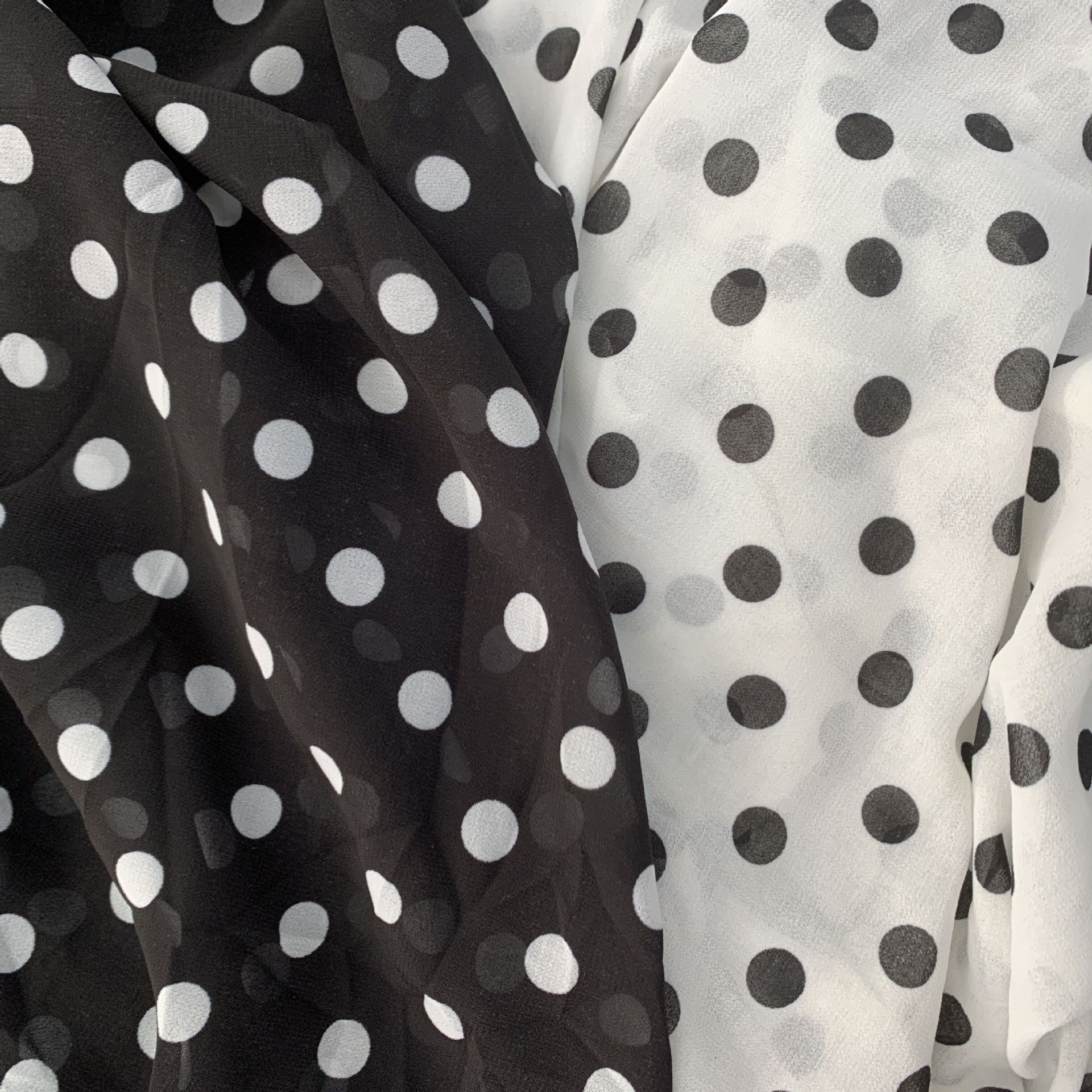 Pearl chiffon fabric, 1 cm, polka dot printed, polka dot clothing fabric, accessory fabric, woven printed chiffon pic 1