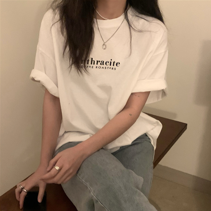 夏季棉质短袖t恤女装潮韩版宽松大码半袖打底衫 chic港味上衣代发详情3