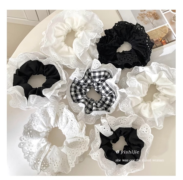 韩系大肠圈毛线发圈ins复古简约百搭布艺发绳肥肠头绳女发饰批发详情13