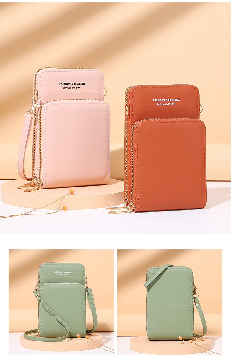 广州包包韩版时尚大容量斜跨包纯色多功能手机包女斜挎钱包2020详情12