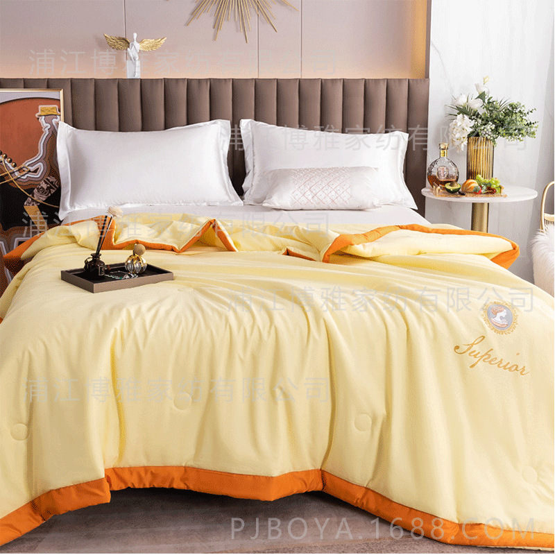 New modern and simple solid-color soybean fiber summer cooling quilts, washed cotton quilts, gift single and double air-conditioned quilts wholesale pic 9