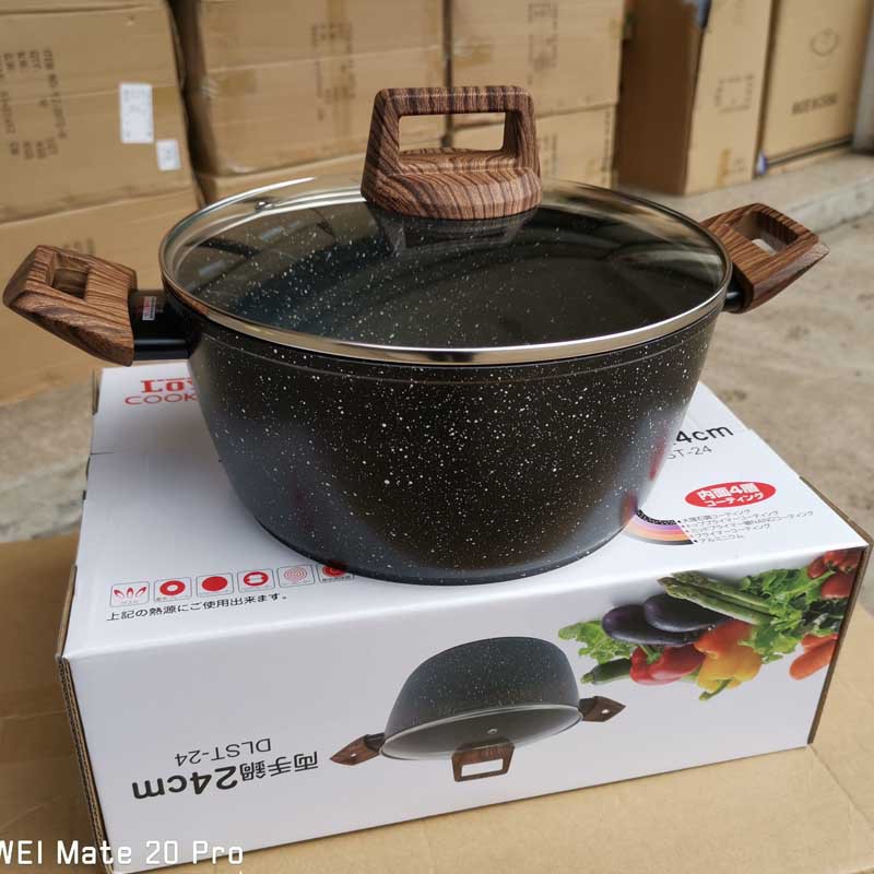 LOVE COOKING Supor Japanese wood-grain tourmaline non-stick soup pot Clay pot Chinese medicine 煲仔饭 20/24/28CM marble pot pic 2