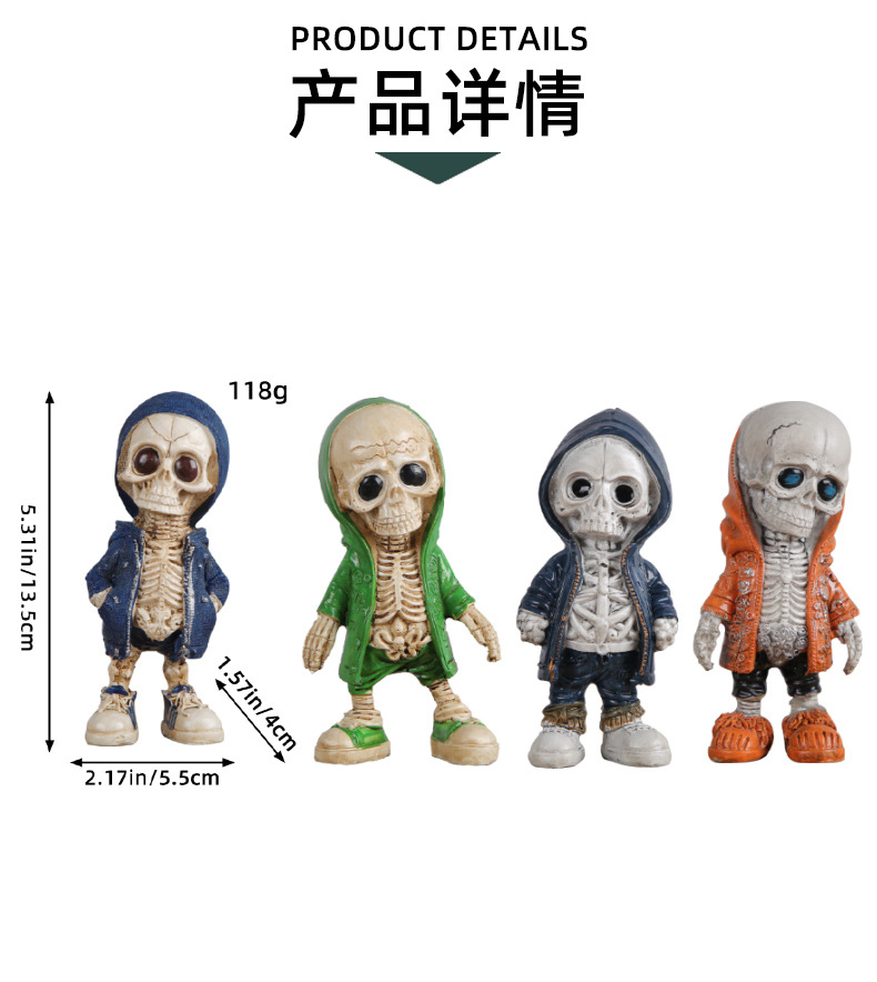 Amazon Halloween skull figurines, fashionable and creative figurines, Ghost Festival atmosphere scene decoration props wholesale pic 1