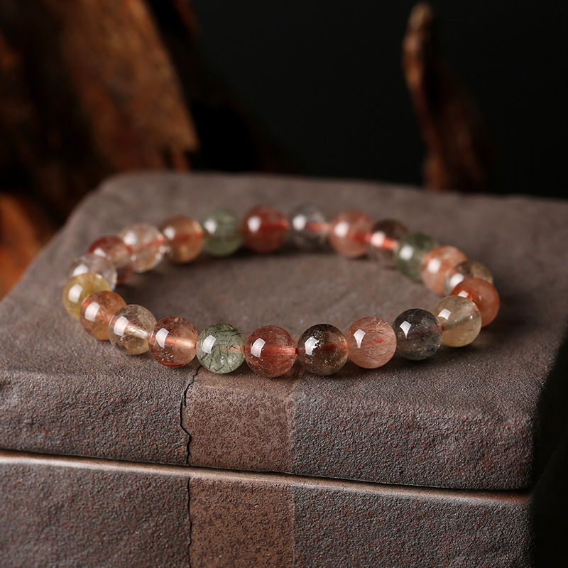 Natural color hair crystal bracelet, natural hair crystal Fu Lu Shou bracelet for men and women, single-loop bracelet, crystal jewelry pic 10