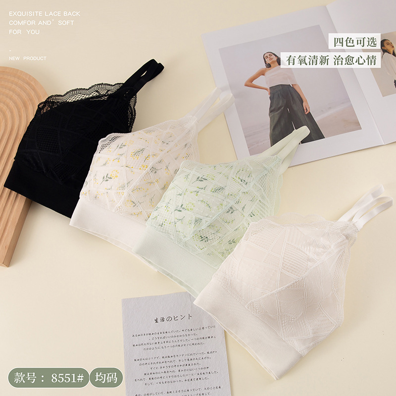 高品质新款翠花蕾丝背心托胸固定杯内衣收副乳田园风少女无缝裹胸详情11