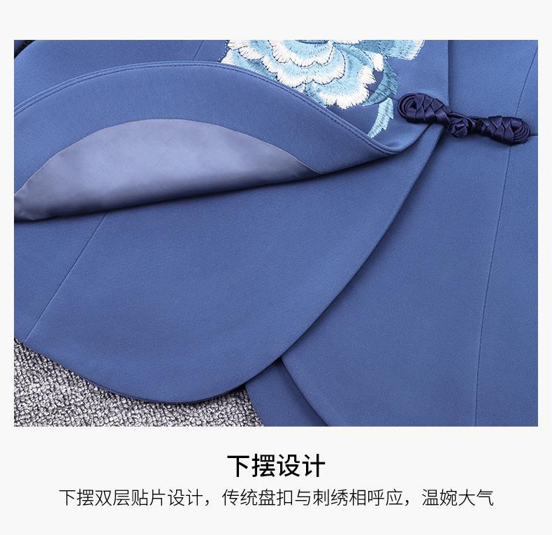 西装女2022秋新款复古国风刺绣花感职业正装两件套工作服详情10