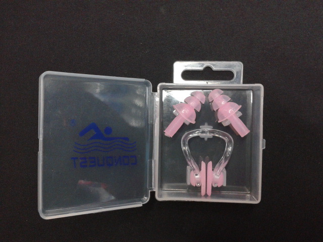 厂家大量供应搏路 conquest 高档柔软防水硅胶鼻夹耳塞 游泳配件详情6