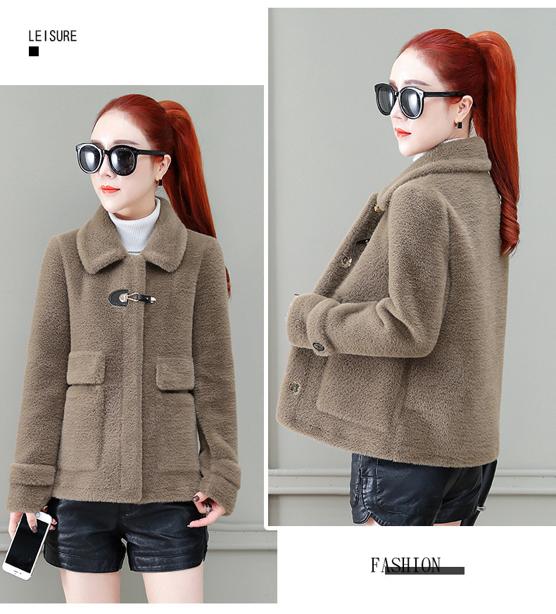 A short tweed coat for women, 2020 winter new style, fashionable and trendy for petite people, imitation mink woolen overcoat pic 17