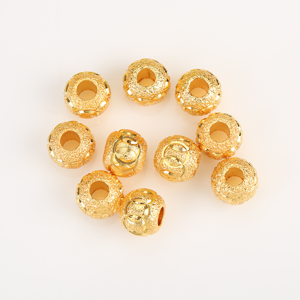 18k gold-plated color-preserving sand gold loose beads embossed lucky beads diy jewelry bracelets, necklaces, beaded sand gold accessories wholesale pic 20