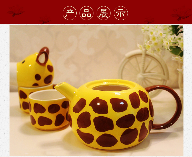 Cute long-necked deer animal set mug, creative cartoon drinking water ceramic cup, birthday set gift pic 7