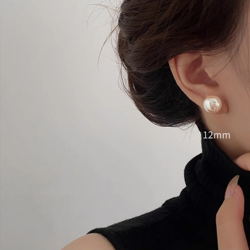 Shi Family Steamed Bun Pink Light Milk White Pearl Stud Earrings S925, pure silver needle, a niche high-end style, versatile new earrings pic 11