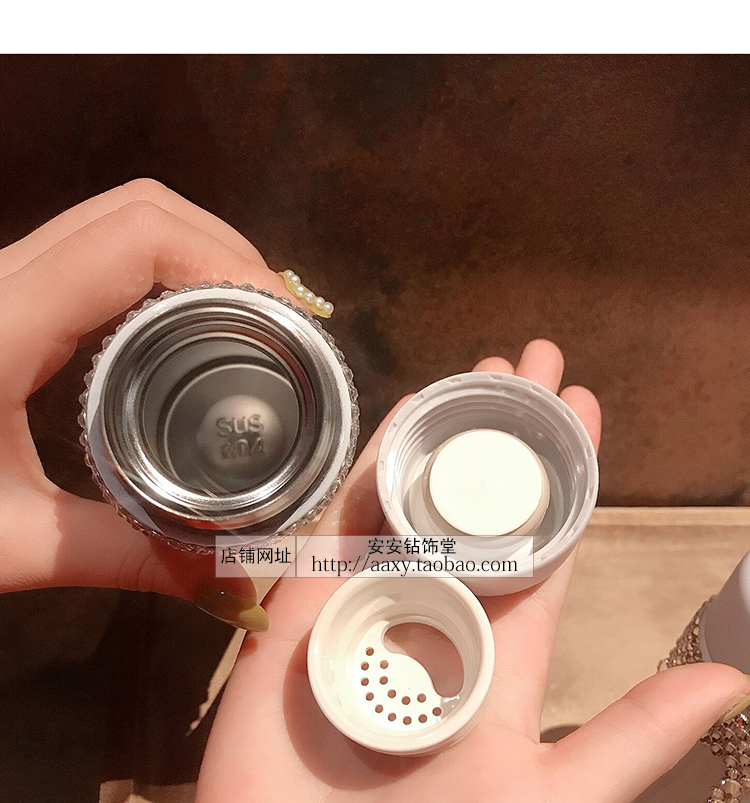 Mini insulated cup with water diamond, cute and small pocket, portable water cup with diamond inlaid personality, 150ml, lightweight stainless steel for women pic 5