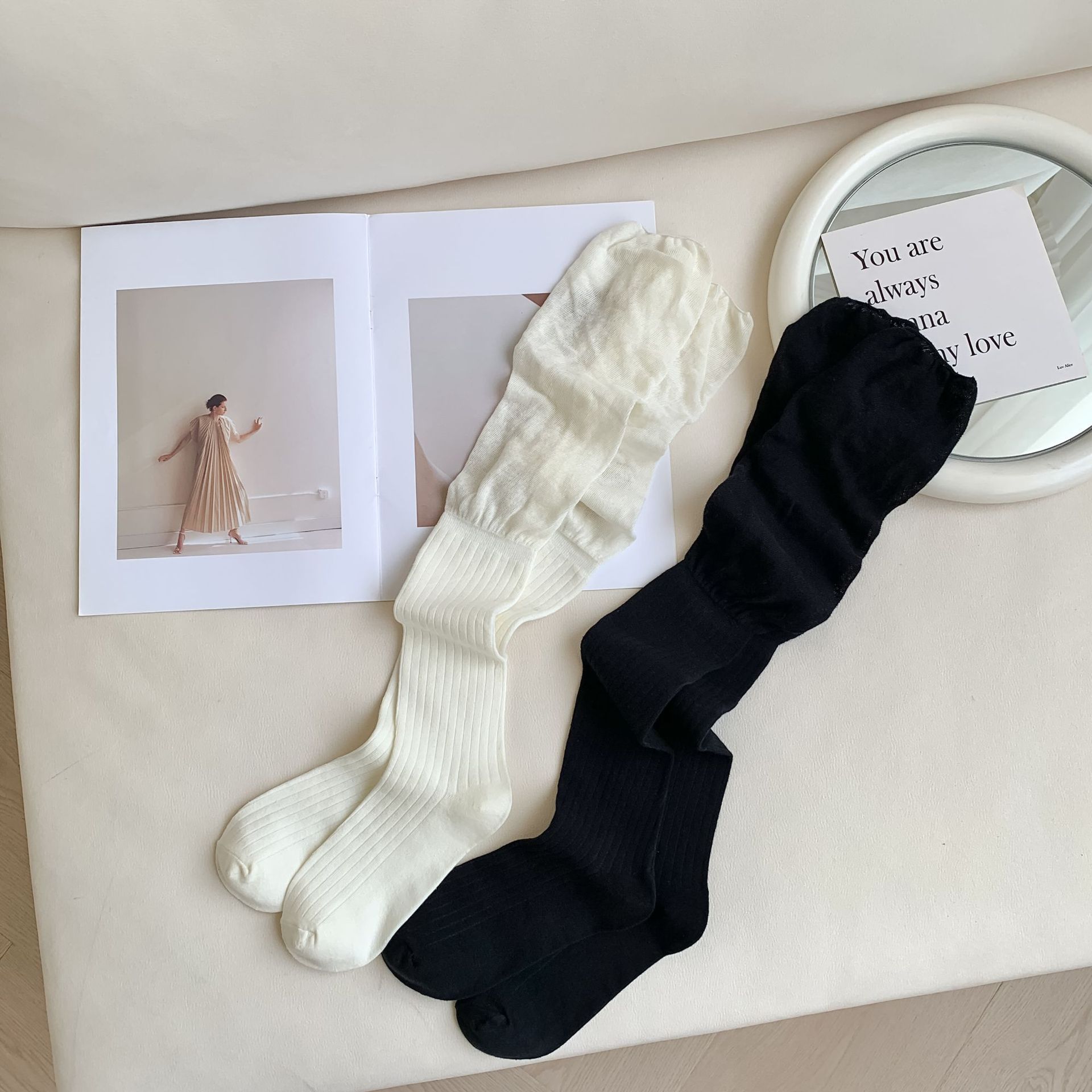 New Japanese JK autumn and winter thigh-high socks, school style, fashionable and simple, solid color socks that show slender legs, socks for women pic 9