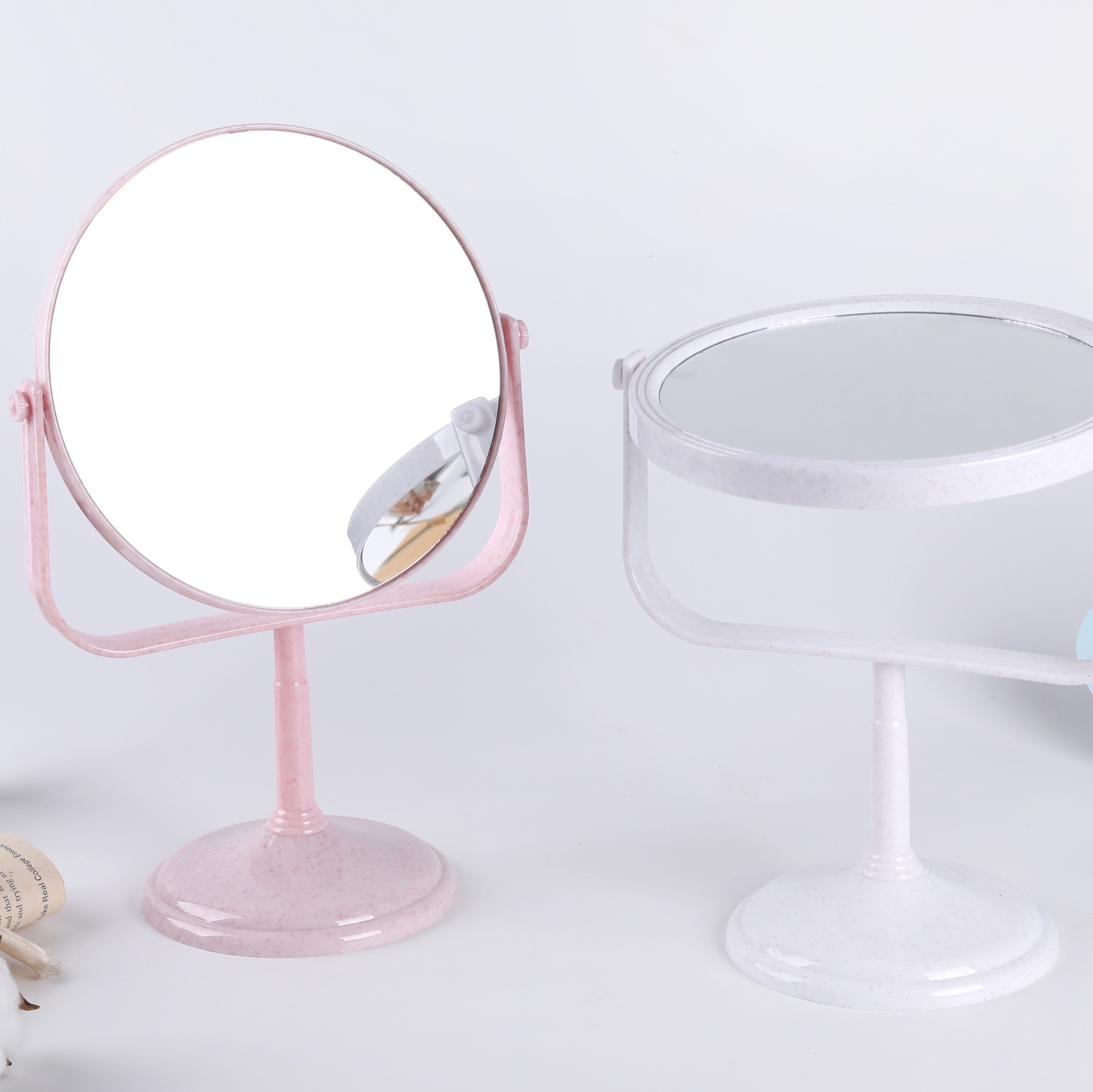 简约大气大方双面高脚男女学生通用台式化妆镜简约日用百货化妆镜厂家直销详情1