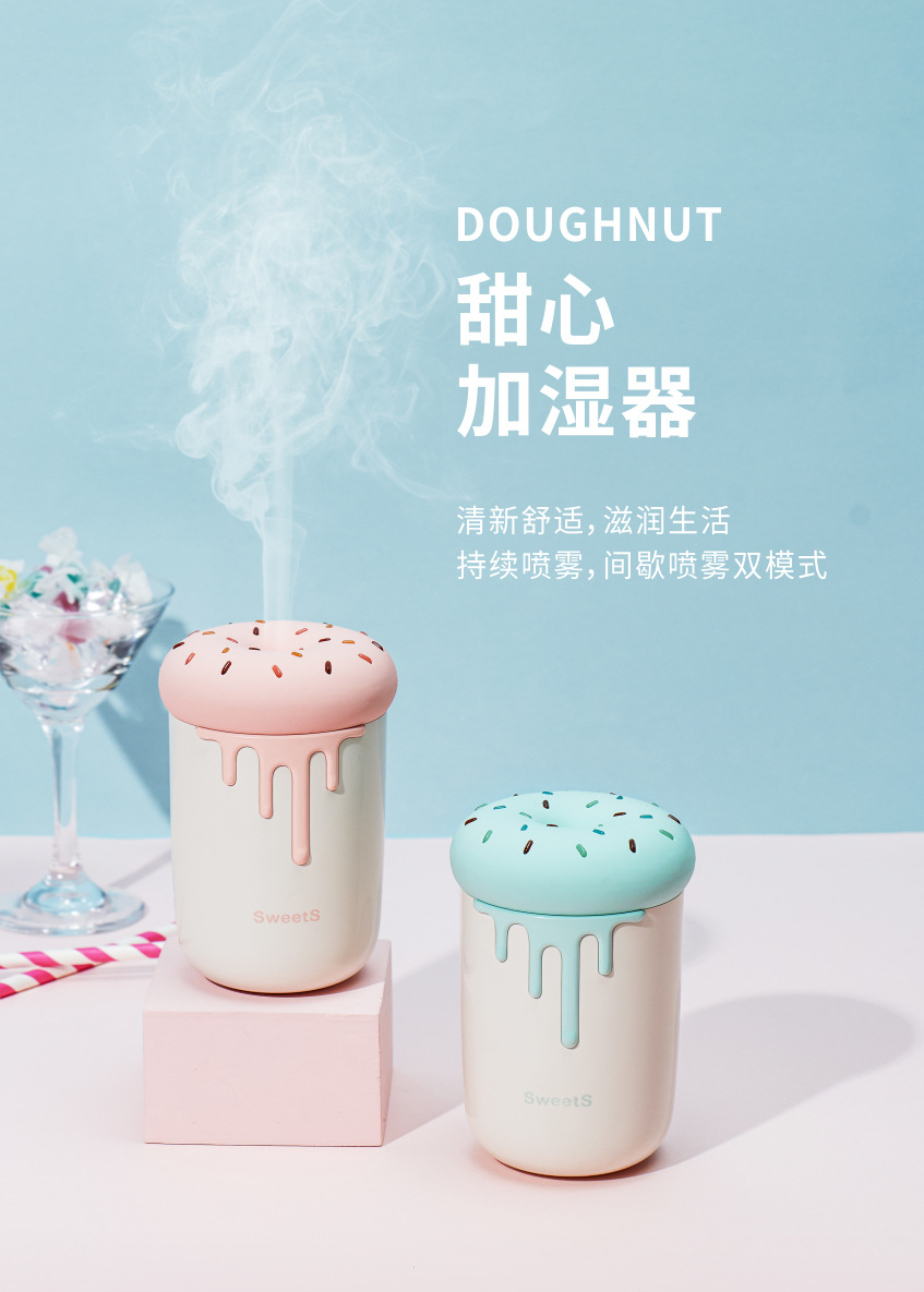 Cross-border Creative 369 Sweetheart Humidifier, Creative Mushroom Ice Cream Cup, Cartoon Mini with Ambient Color Lights for Hydration pic 1