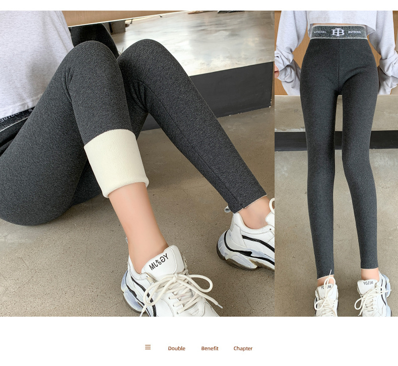 Yiwu autumn and Winter new style fleece and thickened leggings for women to wear on the outside, high-waisted, large-sized, slimming, elastic and warm cotton pants pic 22