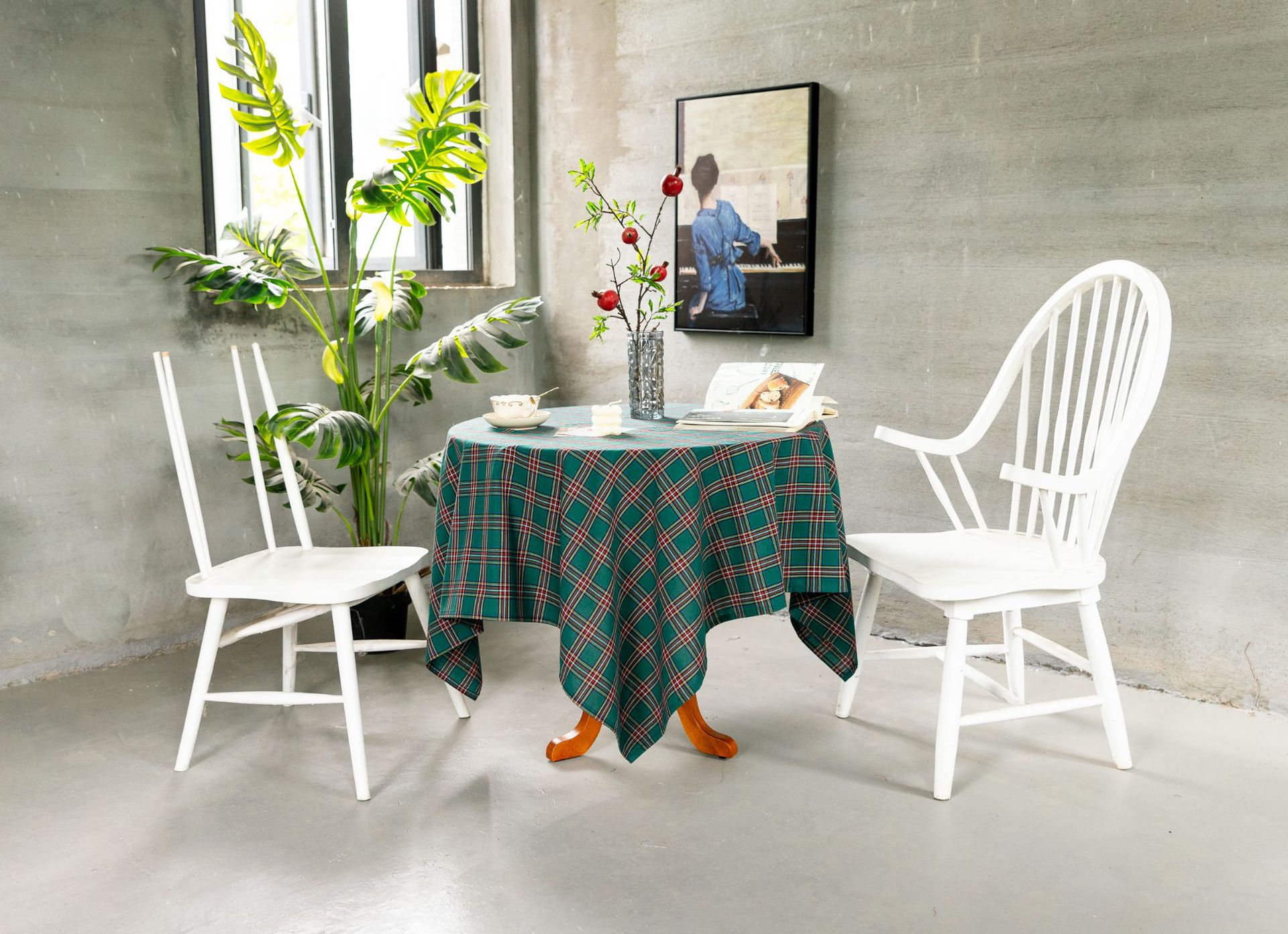 Cross-border Christmas holiday decoration table fabric, retro striped checkered cotton and linen restaurant party cover, Amazon pic 62