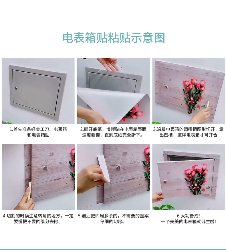 电表箱贴纸自粘定装饰画电闸箱遮挡配电箱贴画电表盒遮丑自粘贴画详情7