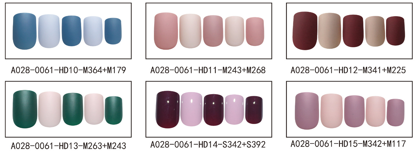 Short square-headed false nail patches for autumn and winter color contrast wearing nails, maple leaf red and dark green mixed monochrome nail art products pic 2