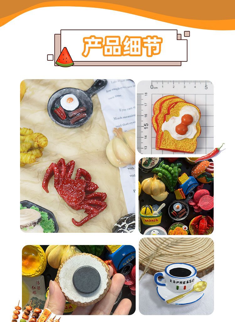 Simulated food, food toys, snacks, delicious kumquat and pear soup, refrigerator stickers, magnetic stickers, refrigerator decoration, magnetic stickers, creative stickers pic 3
