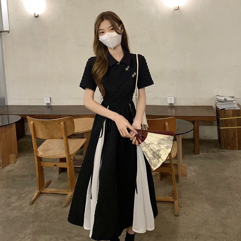 中式改良旗袍连衣裙女夏天2022新款设计感收腰短袖中长款裙子女装详情7