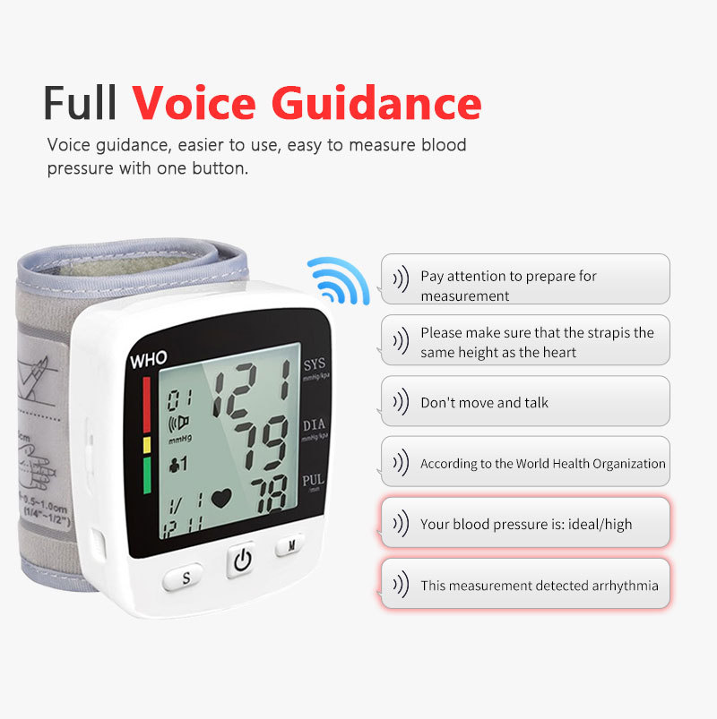 Foreign trade English version home fully automatic smart wrist electronic blood pressure monitor, lithium battery voice blood pressure monitor, blood pressure monitor pic 8