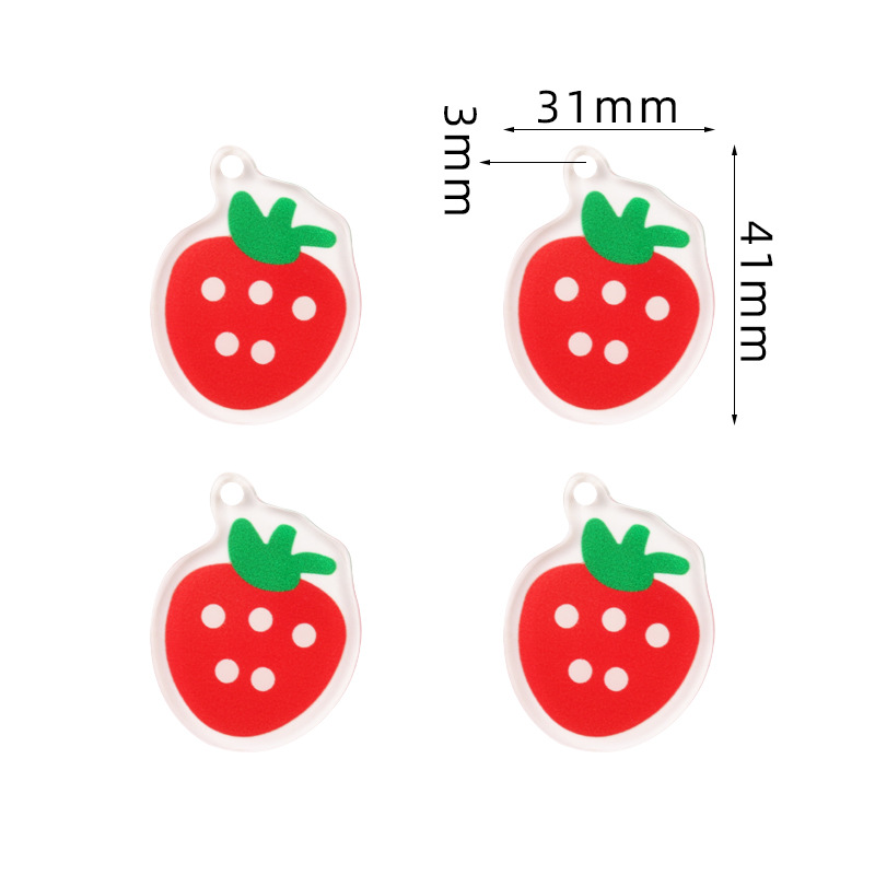 Wholesale of new printed strawberry acrylic transparent sheet diy handcrafted earrings and keychain accessories materials pic 1