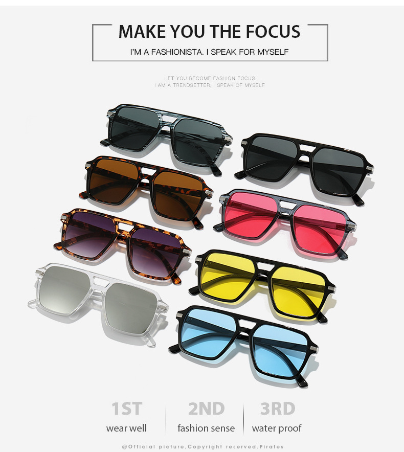 2023新款简约欧美经典外贸方框双梁太阳镜男女士百搭修脸时尚墨镜详情3