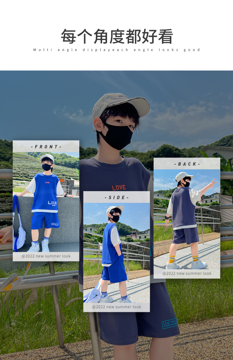 童装棉男童夏季套装夏装篮球服演出服夏天男宝宝衣服短袖儿童服装详情2