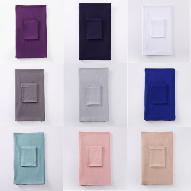 26色纯色人棉小帽加人棉长巾套装 丝光棉头巾一体套搭配详情13