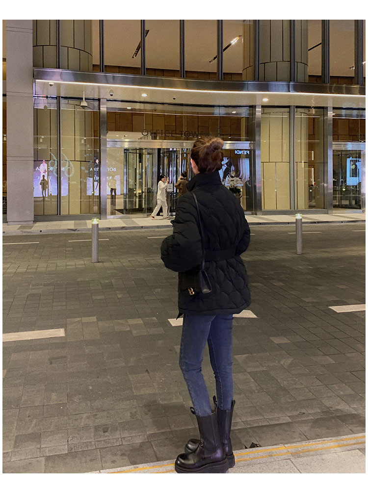 白色羽绒棉服女冬外套2022年新款轻薄收腰韩版欧货冬装短款面包服详情21