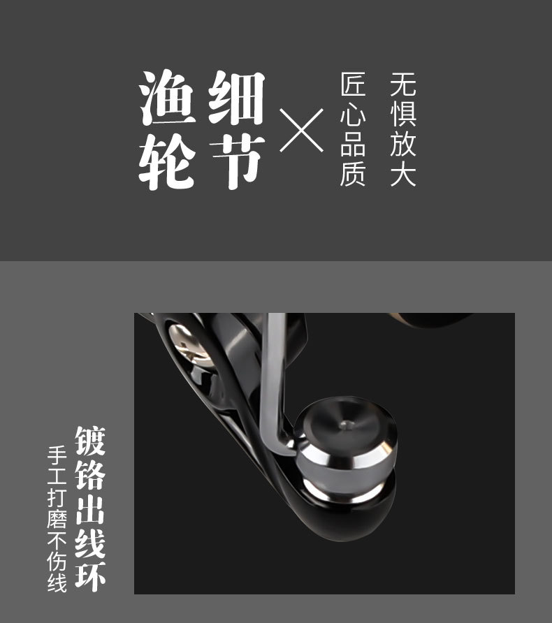 全金属斜口纺车轮渔轮CNC海竿轮摇把纺车轮远投路亚鱼轮批发详情7