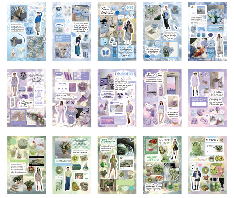 语闲切模贴纸书 漫游未完结系列 盐系古早风素材手帐谷子咕卡拼贴详情20