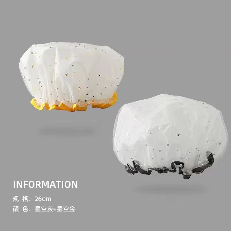 双层浴帽防水新款洗澡洗浴帽女化妆厨房油烟防尘头套成人加厚头罩详情10