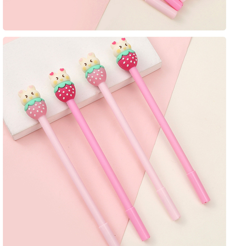 中帆草莓兔兔中性笔卡通可爱ins风学生水笔办公考试中性笔批发详情13