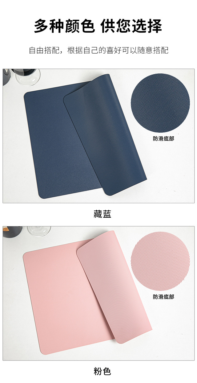 Creative Nordic-style square anti-slip bottom leather placemats, waterproof and oil-proof Western-style heat insulation pads, household heat-resistant pads pic 10
