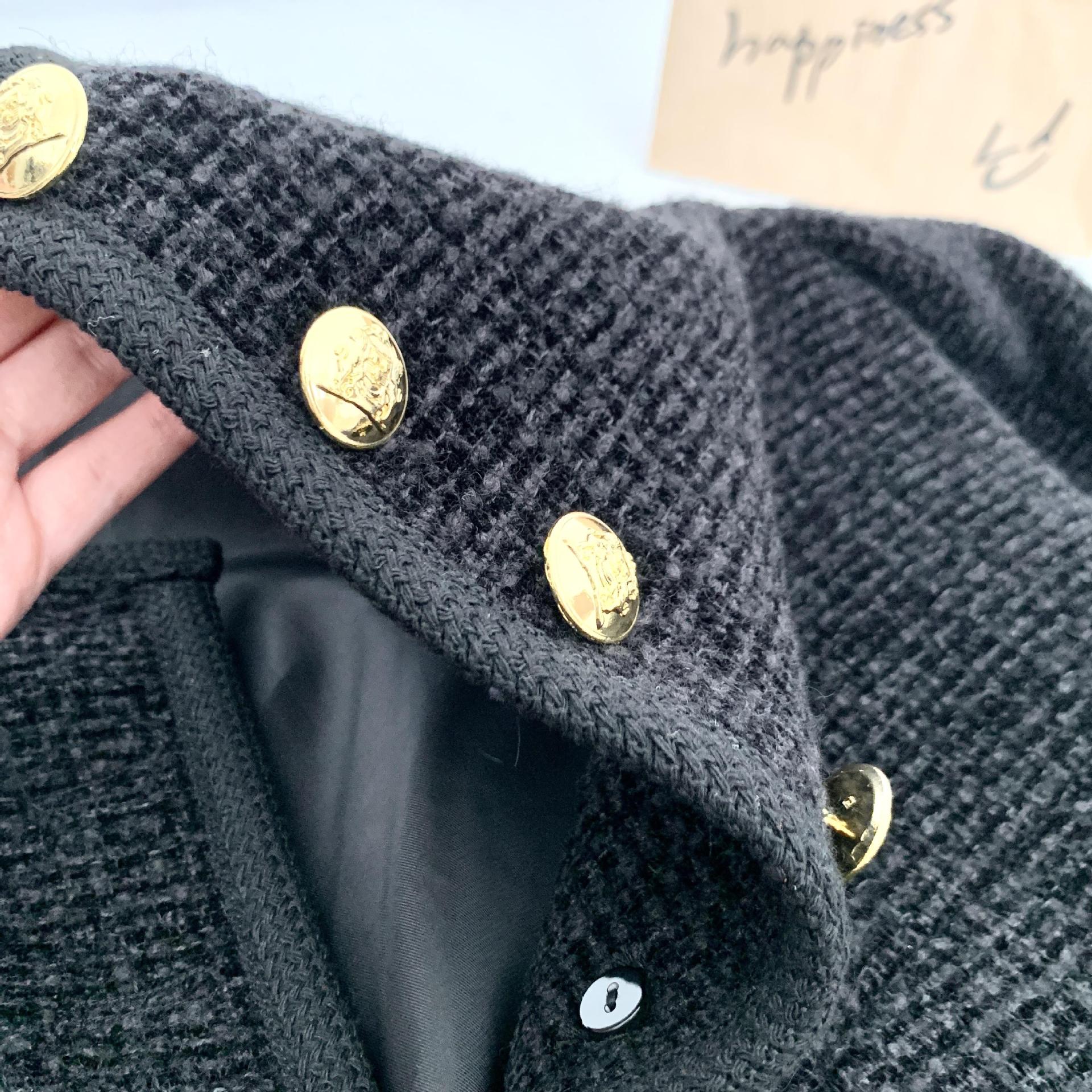 同款~黑色小香风短外套女23秋冬新款粗花呢六扣双口袋详情23