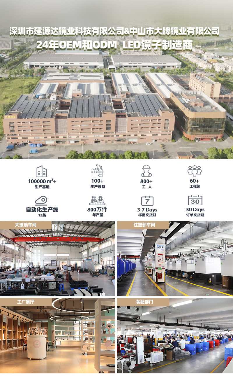 桌面化妆镜 LED灯台式美妆镜三色调节补光灯镜子智能充电创意灯镜详情1