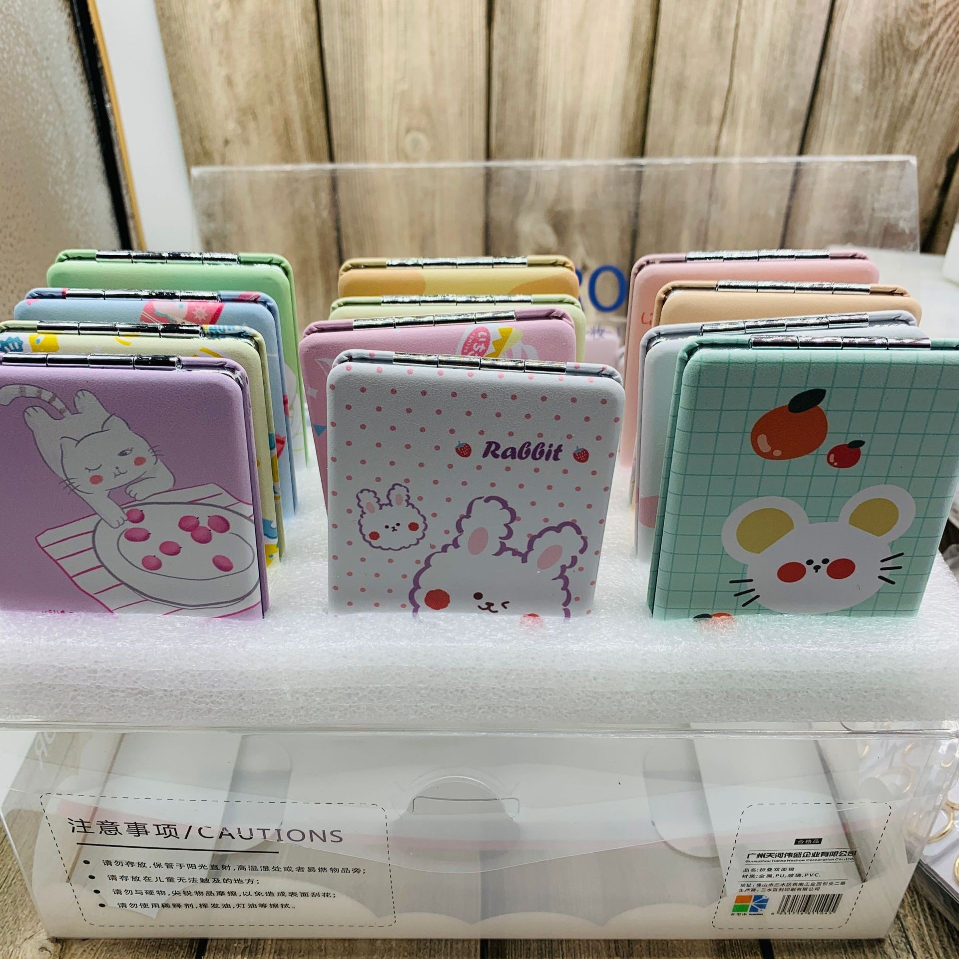 Double-sided mirror, folding mirror, magnifying mirror, portable mini, small makeup mirror, cartoon round mirror pic 11