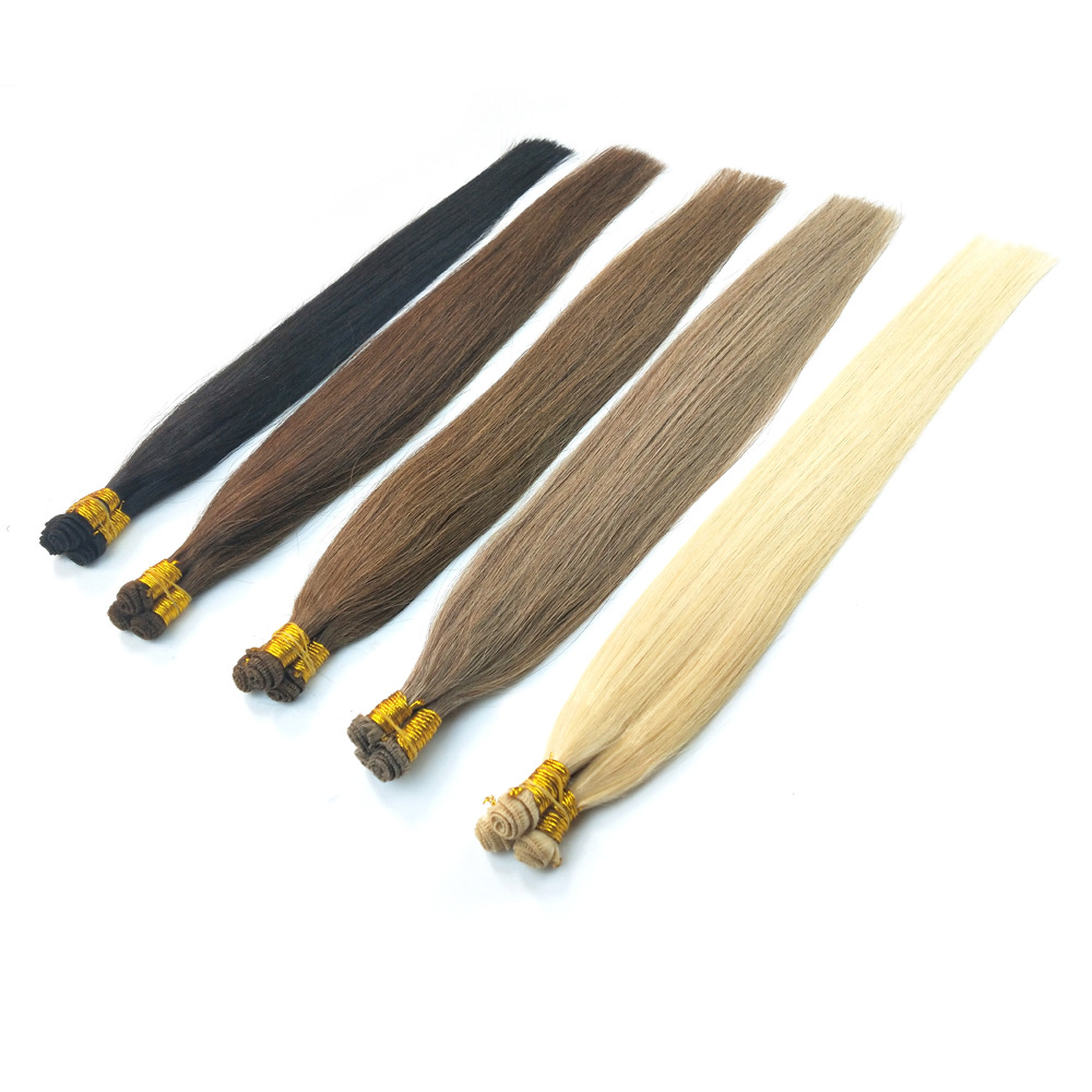 European and American product hand-tied Weft hair curtain, all real person hair pure hand-tied upside-down hair curtain pic 9
