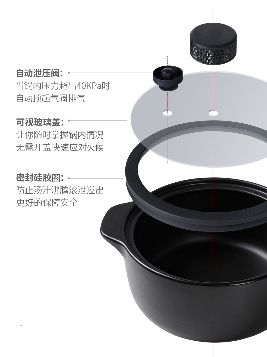 Micro-pressure anti-overflow clay pot, stew pot, household gas cooker, soup pot, ceramic cooker, high-temperature resistant and explosion-proof gas stove, special wholesale pic 4