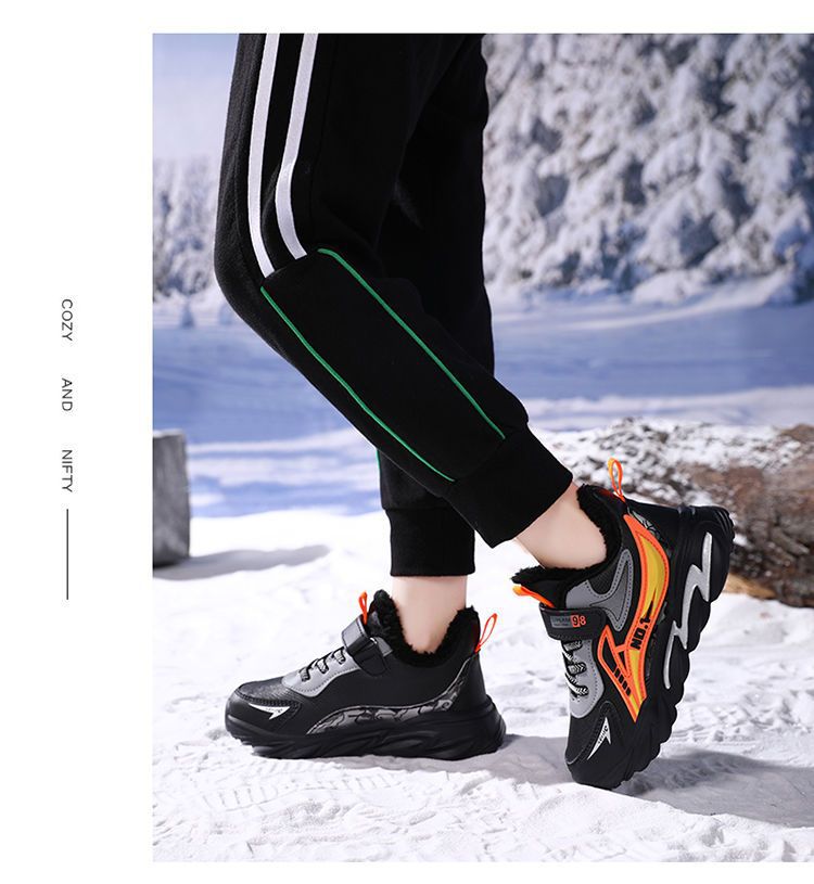 男童鞋子2024秋冬季新款加绒保暖中大童鞋儿童防滑棉鞋学生运动鞋详情20